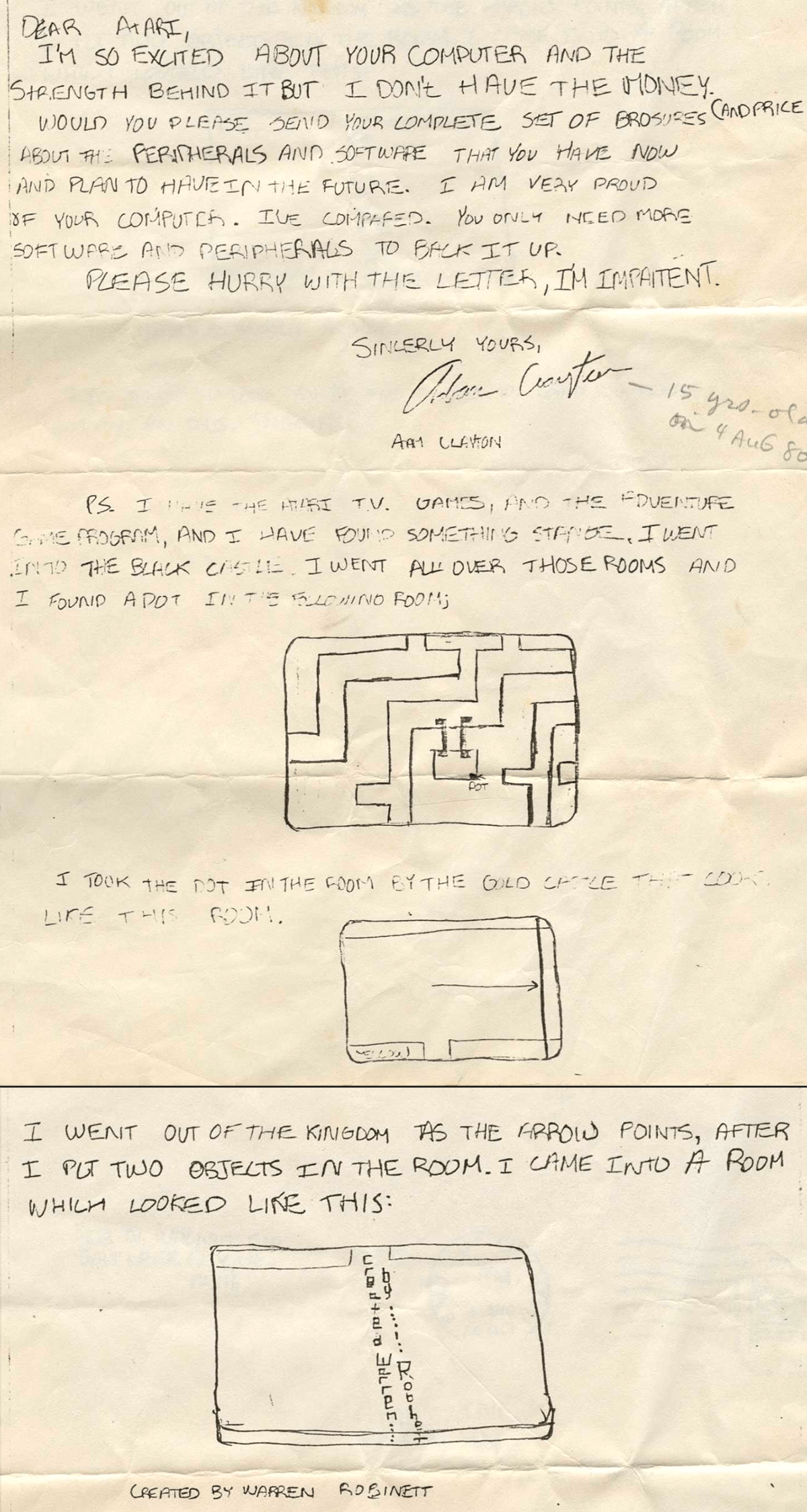 letter to Atari