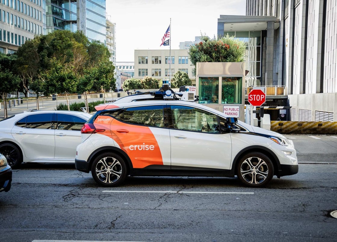 A Cruise self-driving car on the road.