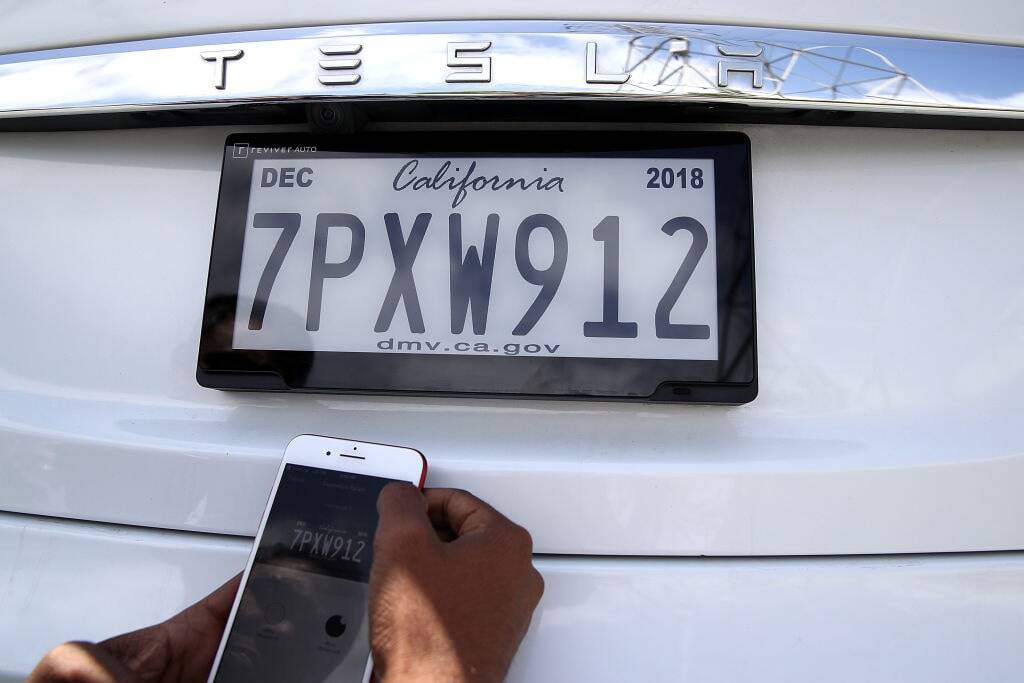 A Reviver digital California license plate.