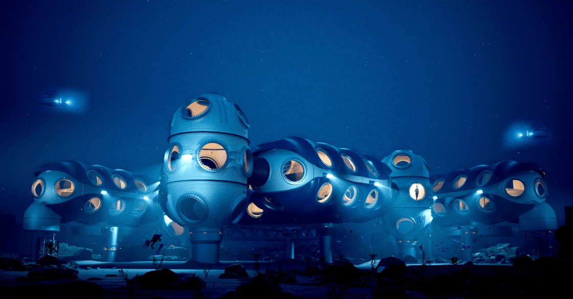 Several underwater housing pods.