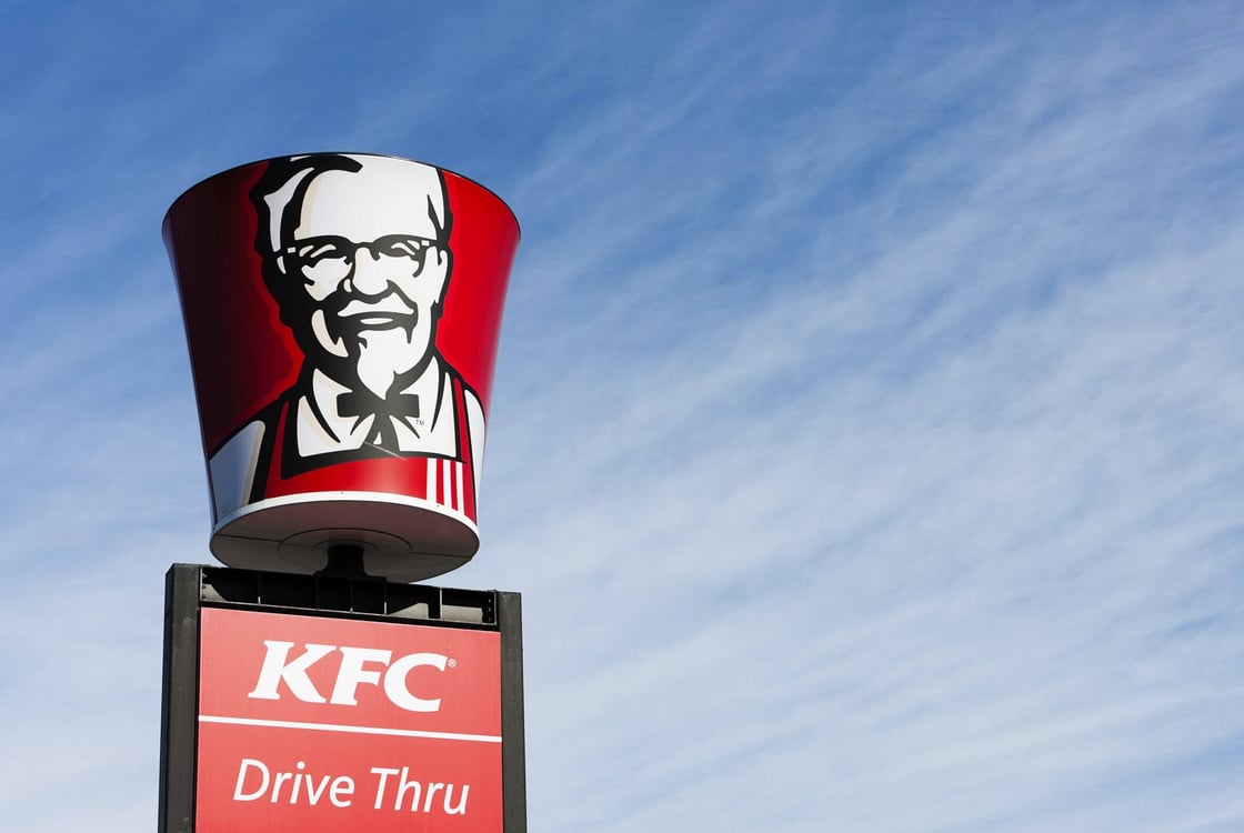 A KFC drive-thru sign.