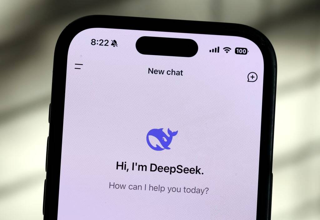 AI app DeepSeek on a smartphone.