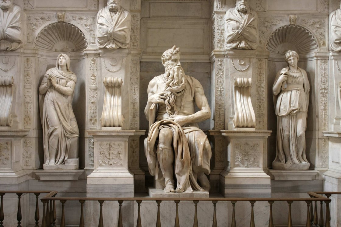 “The Moses” sculpture by Michelangelo.