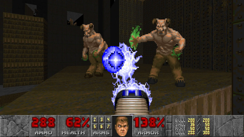 A screen shot from the video game “Doom.”