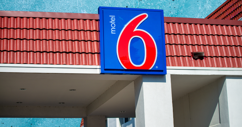 The exterior of a Motel 6 location.