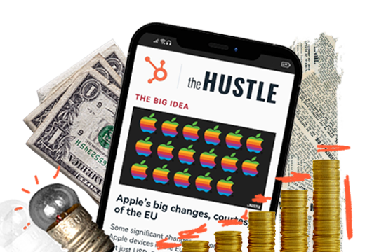The Hustle webpage on a phone
